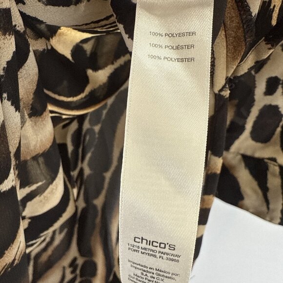Chicos Shirt Dress Tunic Size XL Semi Sheer Animal print Side Slits Button Up - Picture 8 of 10